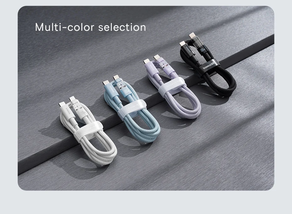 Basues Transparent Type C to Type C Cable 100W PD Fast Charging USB C to USB C Cable For Xiaomi POCO Realme Macbook iPad