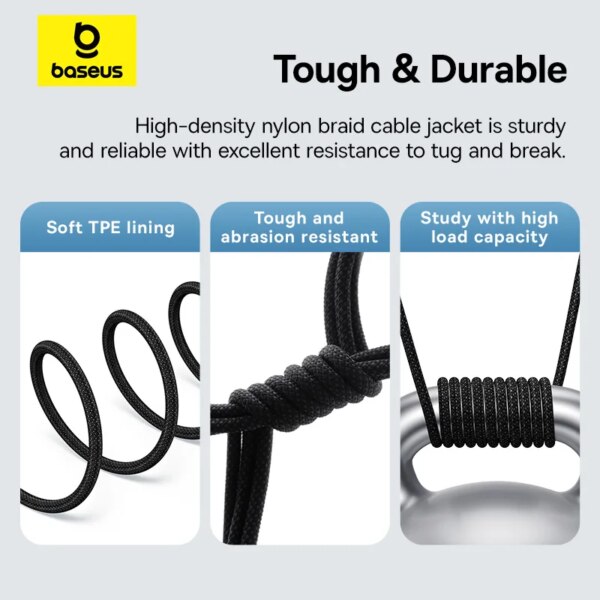 Baseus Transparent Type C to USB C Cable 100W PD Fast Charging Braided for MacBook iPad iPhone 15 Xiaomi - Image 6