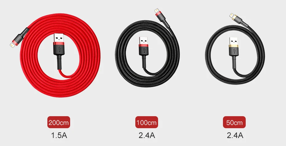 Baseus 2.4A Fast Charging USB Cable for iPhone 12 11 Pro Max Xs Xr X 8 Plus Cable for iPhone 7 SE ipad air mini 4 Charger Cable
