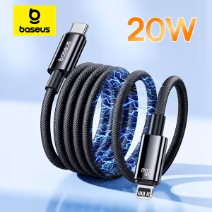 Baseus Tungsten Gold Magnetic USB-C to iPhone Charging Cable 20W Fast Charge