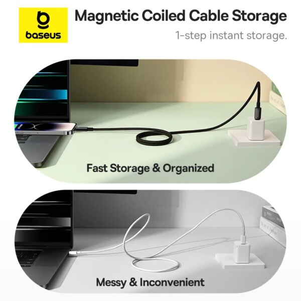 Baseus Tungsten Gold Magnetic USB-C to iPhone Charging Cable 20W Fast Charge - Image 2