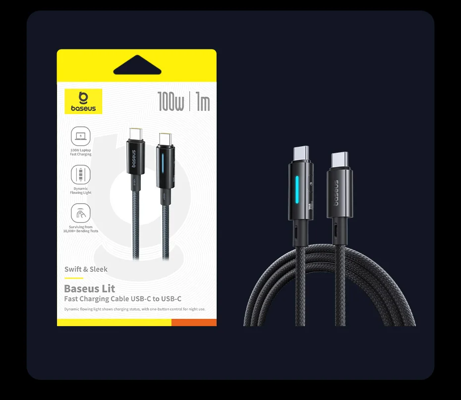 Baseus 100W USB C Cable For iPhone 16 15 Pro Max Type C To USB C Cable For Macbook Laptop Fast Charging Charger Wire For Xiaomi