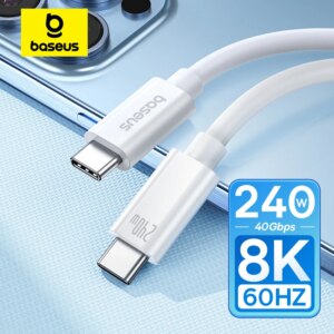 Baseus 240W USB C Cable USB4 40Gbps Fast Charging Cable Type C to Type C for MacBook iPhone 15 8K/60Hz