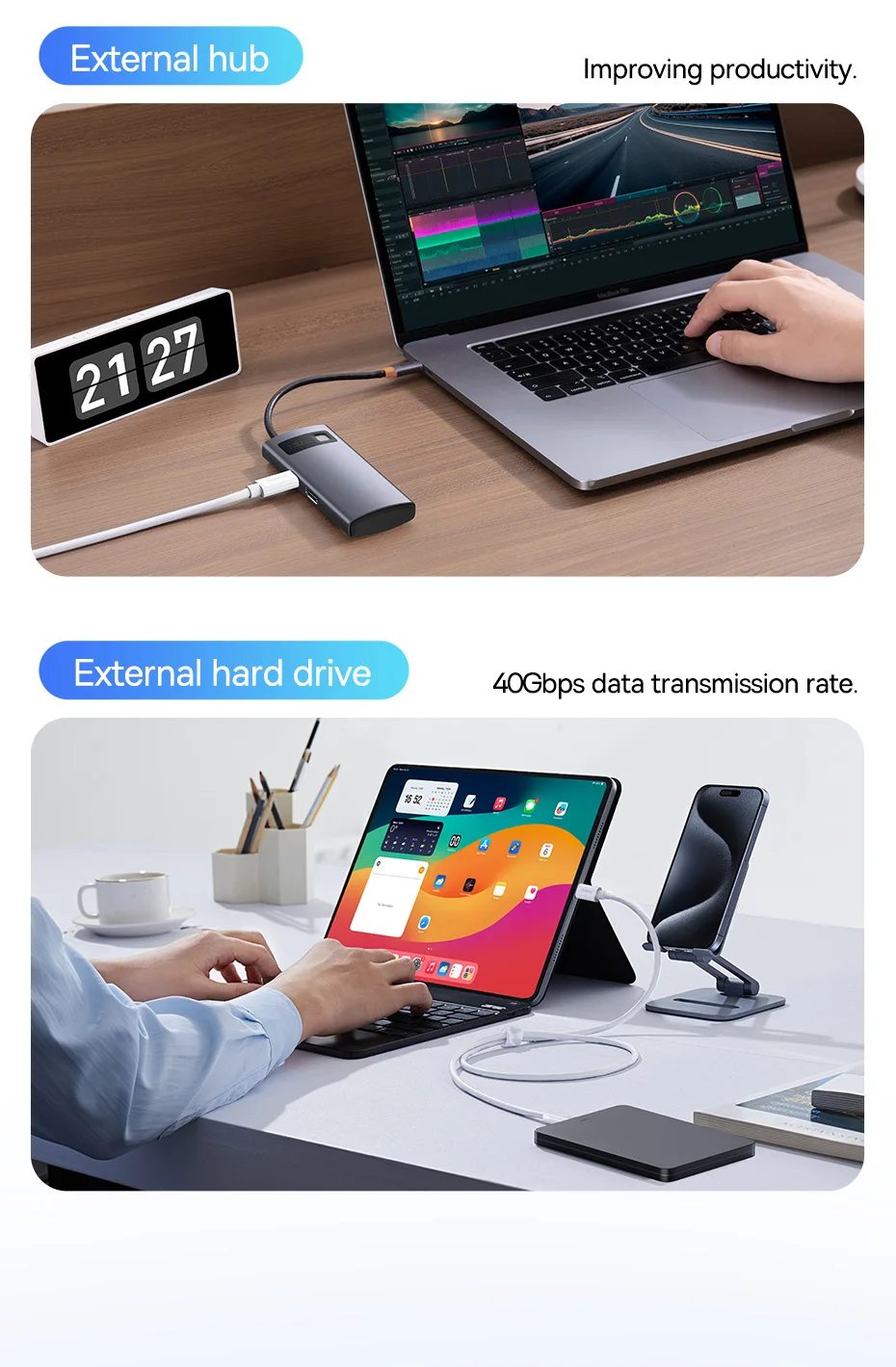 Baseus 240W USB C Cable USB 4.0 40Gbps Data Cable USB C Cable For Macbook 8K/60HZ Type C to Type C USB C Cable For iPhone 15