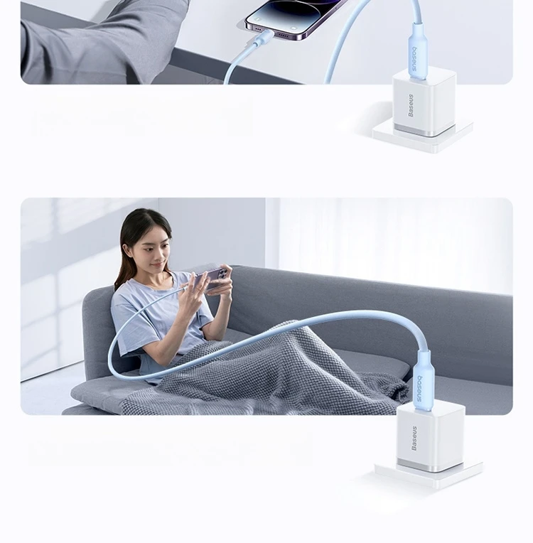 Baseus Foam Silicone 20W PD USB C Cable for iPhone 14 13 12 Pro Max Fast Charging USB C Cable for iPhone 12 Mini Pro Max Data