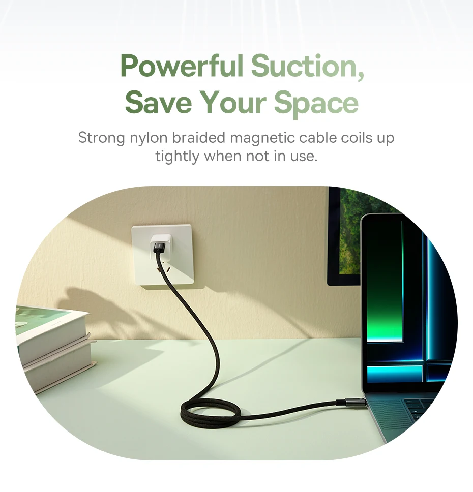 Baseus Magnetic USB Type C Cable For Huawei Xiaomi Samsung Super Charge 100W Fast Charging USB C Charger Data Cable Wire Cord