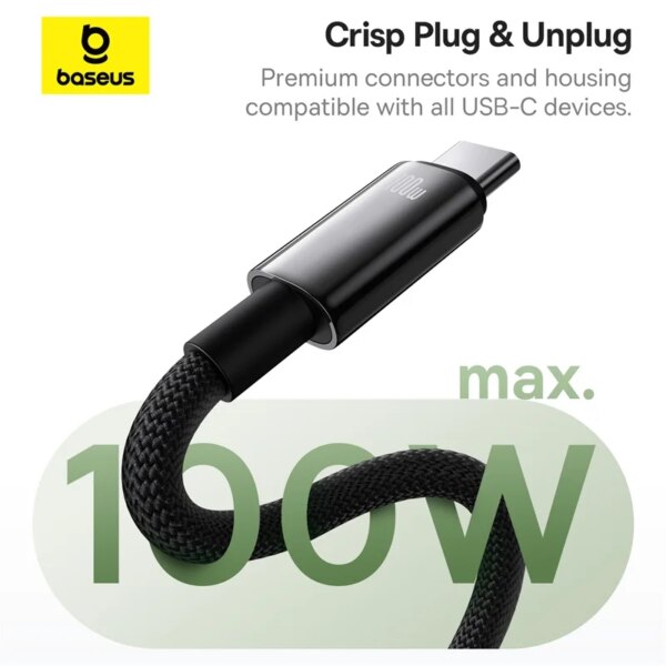Baseus Tungsten Gold Magnetic Coiled Charging Cable 100W USB-C Fast Charging Nylon Braided - Image 5