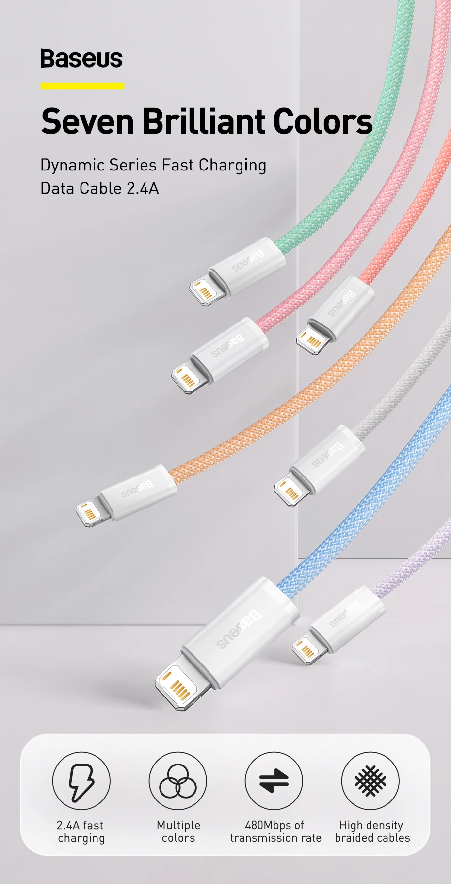 Baseus USB Cable for iPhone 14 13 Pro Max Fast Charging USB Cable for iPhone 12 mini pro max Data USB 2.4A Cable