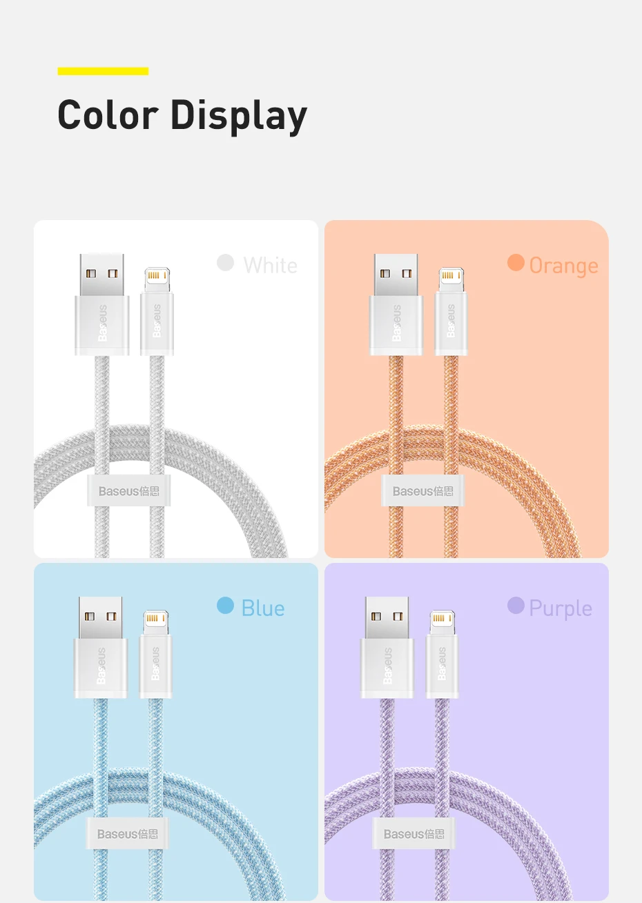 Baseus USB Cable for iPhone 14 13 Pro Max Fast Charging USB Cable for iPhone 12 mini pro max Data USB 2.4A Cable