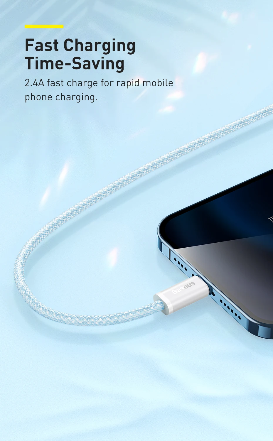 Baseus USB Cable for iPhone 14 13 Pro Max Fast Charging USB Cable for iPhone 12 mini pro max Data USB 2.4A Cable