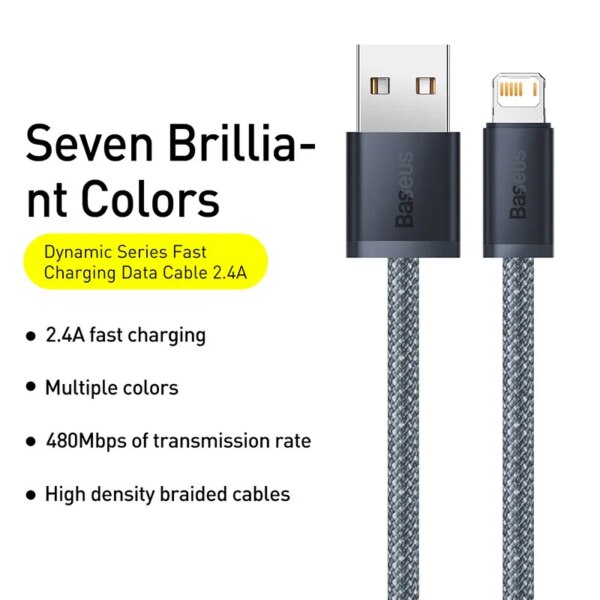Baseus Dynamic Series Fast Charging Data Cable USB to Lightning 2.4A for iPhone 14 13 12 Pro Max - Image 6