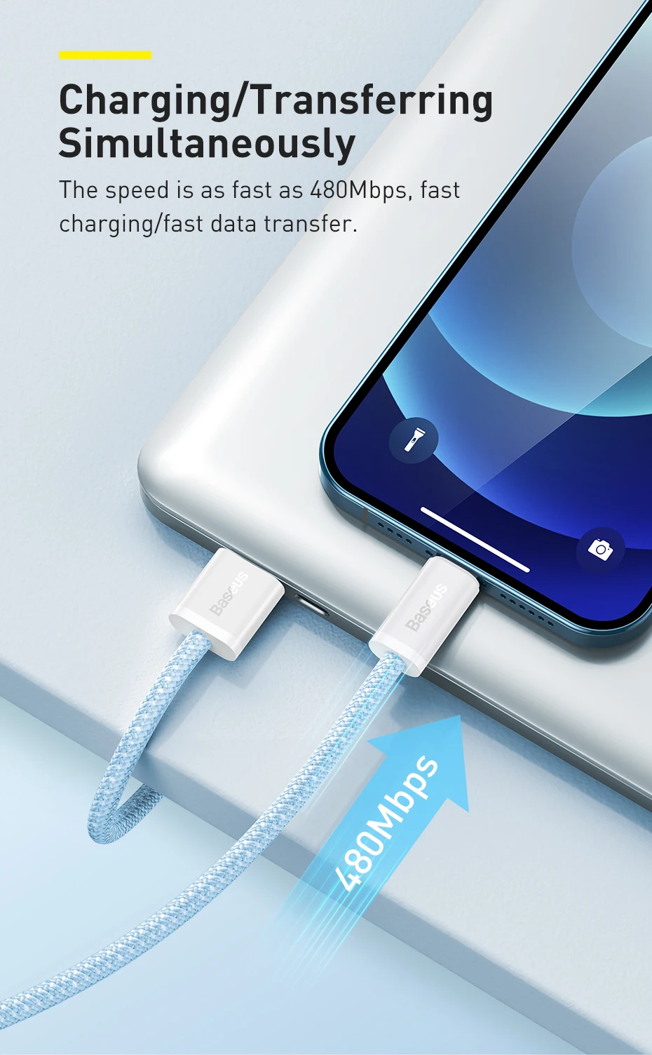 Baseus USB Cable for iPhone 14 13 Pro Max Fast Charging USB Cable for iPhone 12 mini pro max Data USB 2.4A Cable
