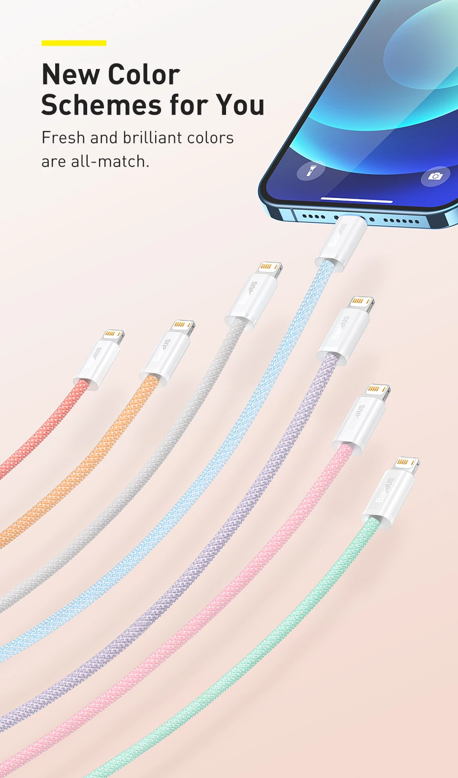 Baseus USB Cable for iPhone 14 13 Pro Max Fast Charging USB Cable for iPhone 12 mini pro max Data USB 2.4A Cable