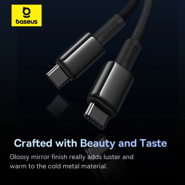 Baseus 100W USB C to USB C Fast Charging Cable 2Pack Tungsten Gold - Image 2