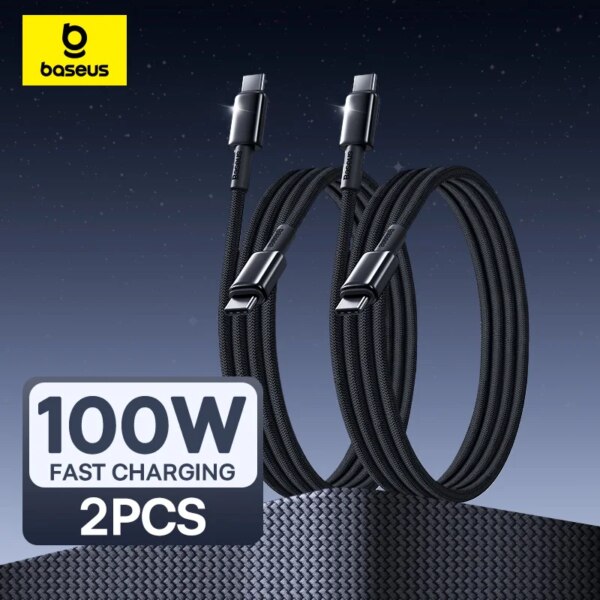 Baseus 100W USB C to USB C Fast Charging Cable 2Pack Tungsten Gold