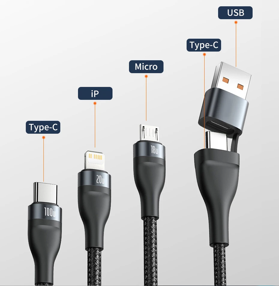 Baseus 3 in 1 USB C Cable for iPhone 15 14 13 Pro 11 XR Charger Cable 100W Micro USB Type C Cable for Macbook Pro Samsung Xiaomi