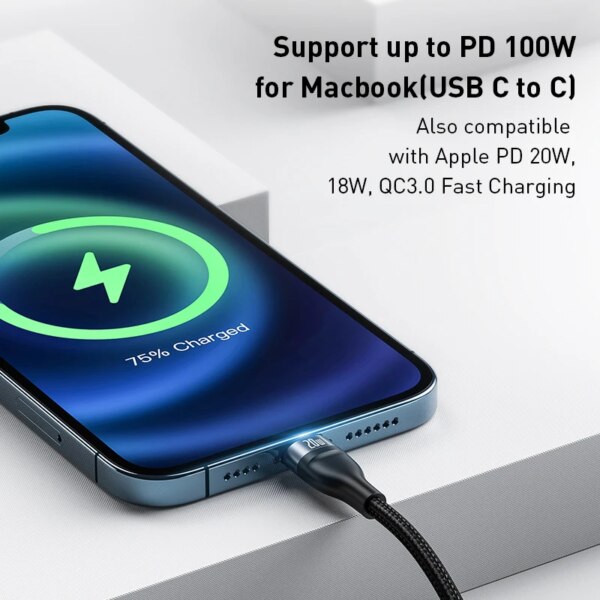 Baseus 3-in-1 100W USB C Fast Charging Cable for iPhone 15 14 13 Pro Macbook Samsung Xiaomi - Image 2