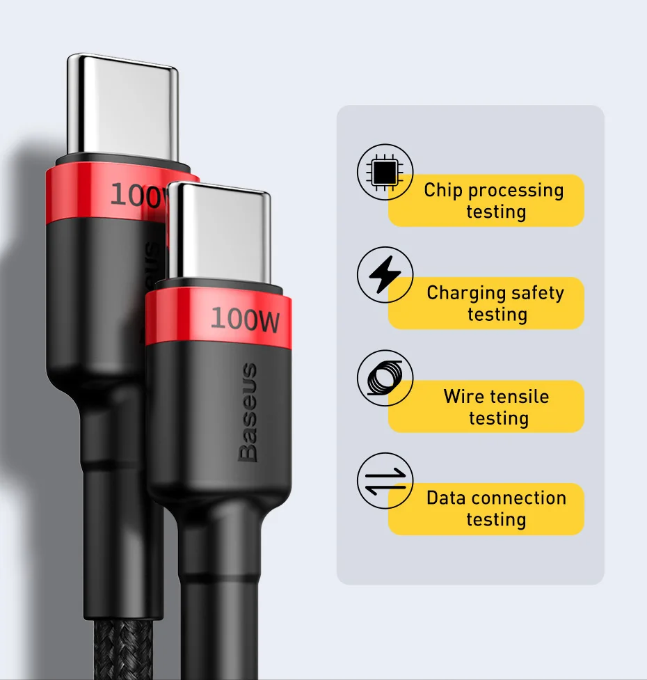 Baseus 100W USB C to USB Type C Cable for MacBook Pro Quick Charge 4.0 Fast Charging For iPhone 17/16/15 Pro max Charge Cable