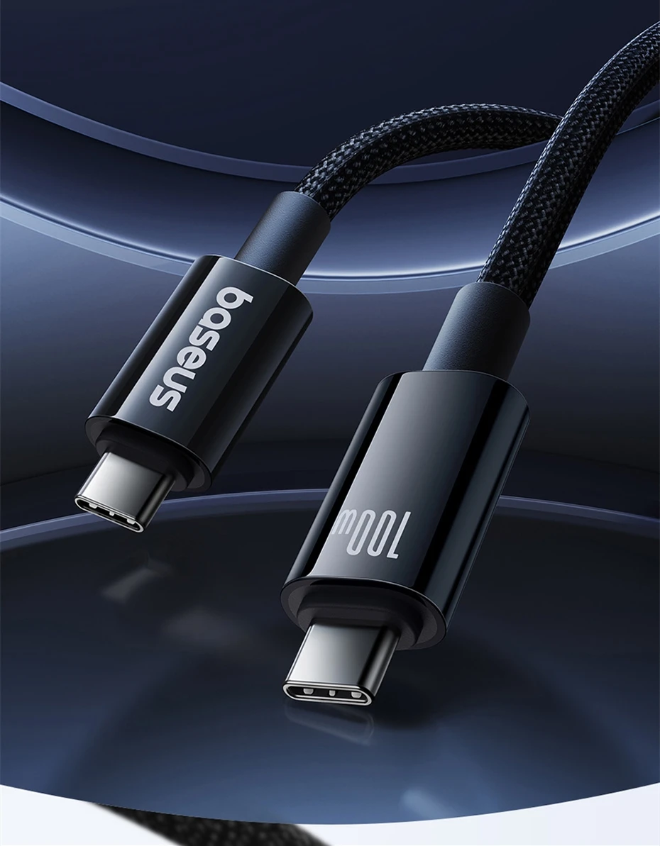 Baseus 20Gbps USB C Data Cable For MacBook 100W Fast Charging Cable For iPhone 16 15 Plus Promax 4K@60Hz Type C to Type C Wire