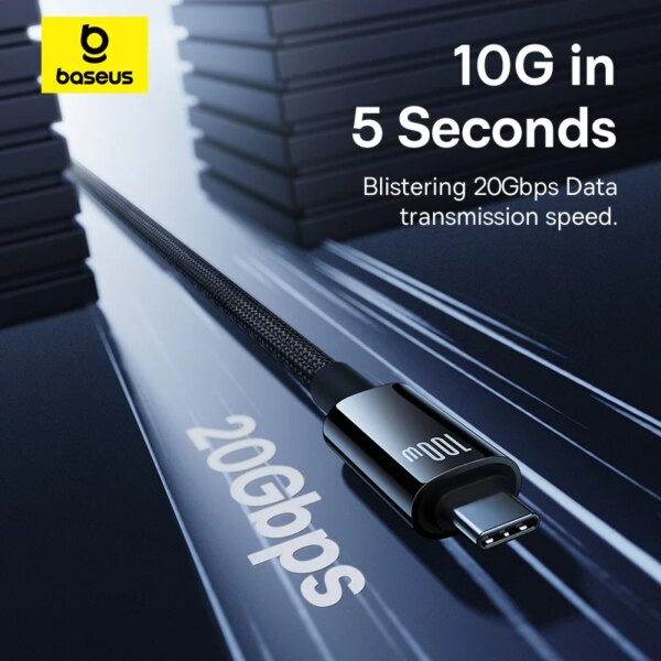 Baseus Tungsten Gold Type-C Fast Charging Cable 100W USB 3.2 20Gbps 4K@60Hz - Image 4