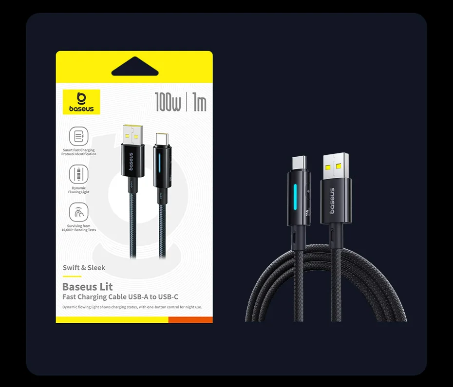 Baseus 100W USB Type C Cable For Huawei P50 P40 Pro Honor Fast Charge 5A Fast Charging USB C Charger Data Cable Wire Cord