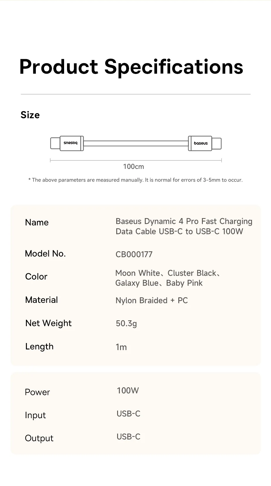 Baseus Magnetic 100W Type C Cable Fast Charge Cord Wire For iPhone 15 16 Anti Winding Cable For Macbook Samsung Huawei Xiaomi