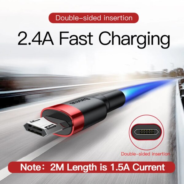 Baseus Cafule Series Micro USB Charging Cable 2.4A Fast Charge Nylon Braided - Image 2