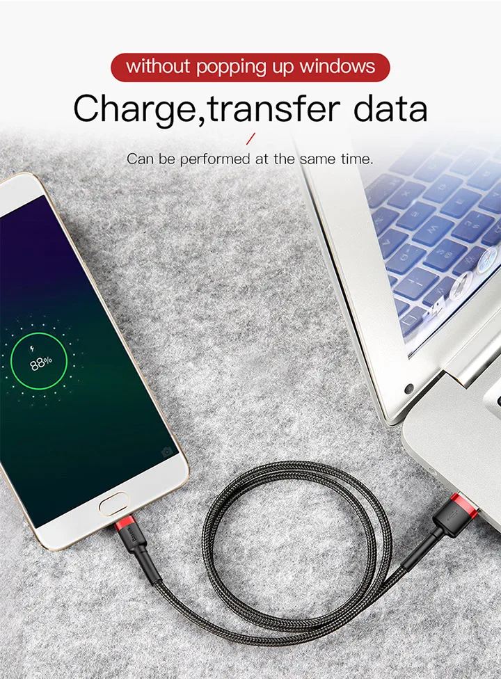 Baseus USB Micro C Cable for Samsung S9 S10 Quick Charge 3.0 Cable Fast Charging for Huawei P30 Xiaomi USB-C Charger Wire