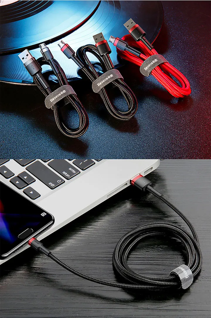 Baseus USB Micro C Cable for Samsung S9 S10 Quick Charge 3.0 Cable Fast Charging for Huawei P30 Xiaomi USB-C Charger Wire