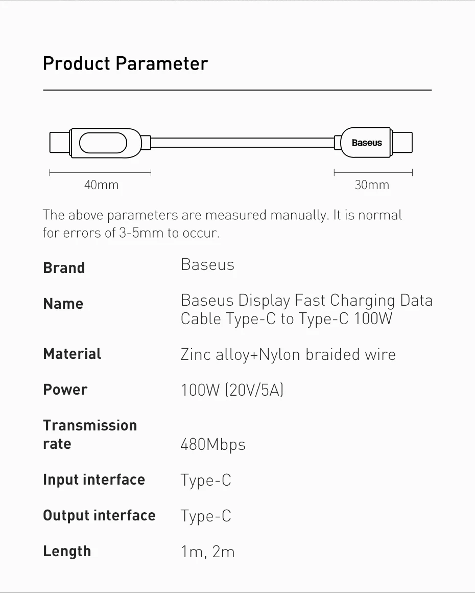 Baseus PD 100W/66W USB C Cable for iPhone 16 15 ProMax MacBook Fast Charging Type C Cable For Xiaomi Samsung Data Wire Charging