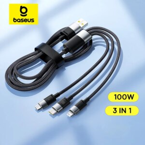 Baseus 3-in-1 100W Fast Charging Cable USB-A to Type C/Lightning/Micro USB
