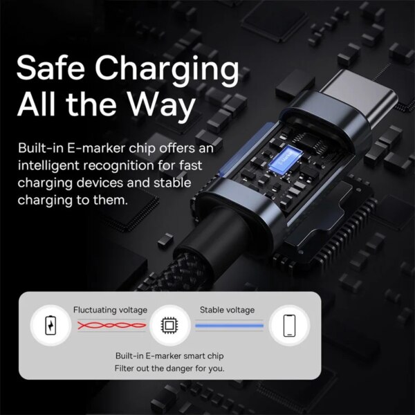 Baseus 100W Type C to Type C Fast Charging Cable USB C Cable 5A for MacBook Samsung Xiaomi iPad - Image 5