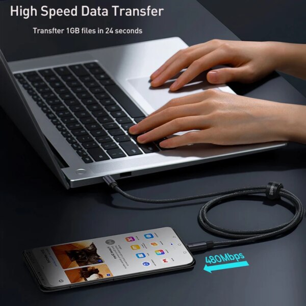 Baseus 100W Type C to Type C Fast Charging Cable USB C Cable 5A for MacBook Samsung Xiaomi iPad - Image 3