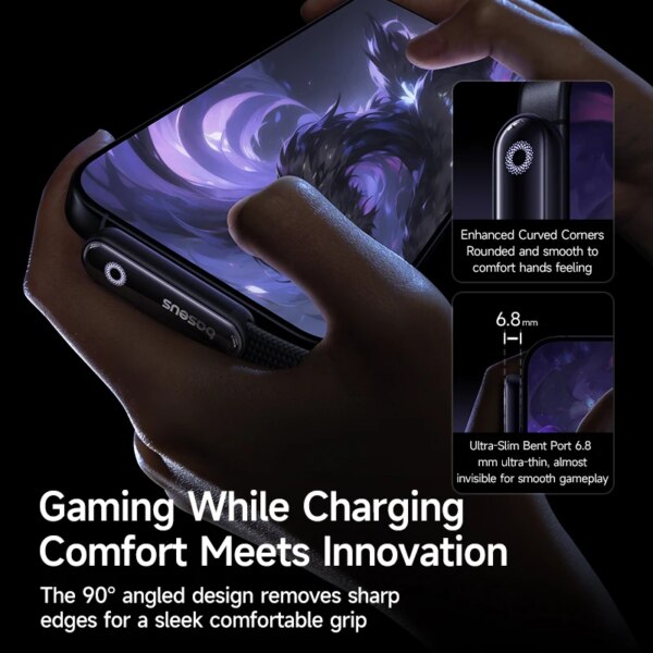 Baseus MVP3 90° Elbowed USB Fast Charging Cable LED Light For iPhone 14 13 12 Pro Max iPad - Image 4
