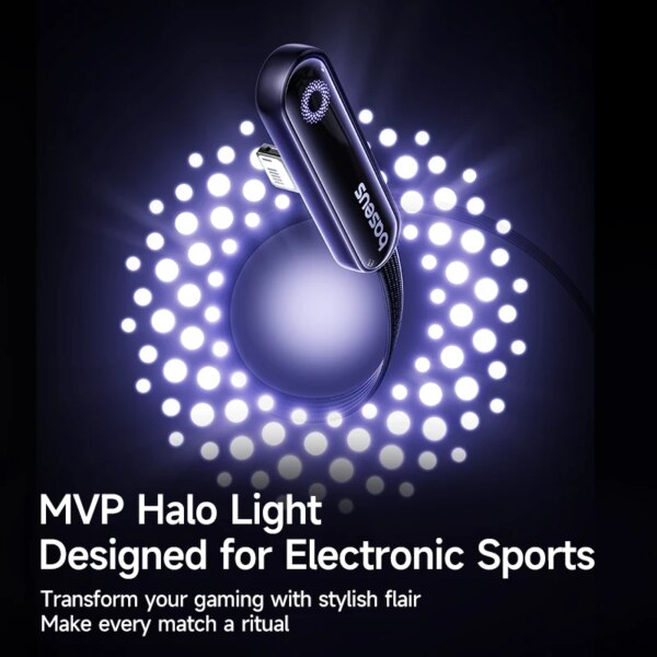 Baseus MVP3 90° Elbowed USB Fast Charging Cable LED Light For iPhone 14 13 12 Pro Max iPad - Image 3