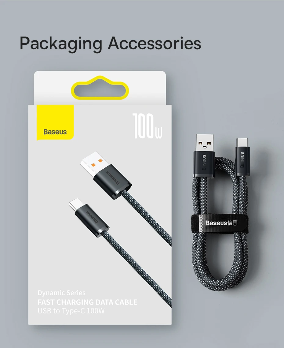 Baseus USB Type C Cable For Huawei P30 Pro Honor 100W Fast Charging Wire USB-C Charger Data Cord For Samsung Oneplus Poco F3