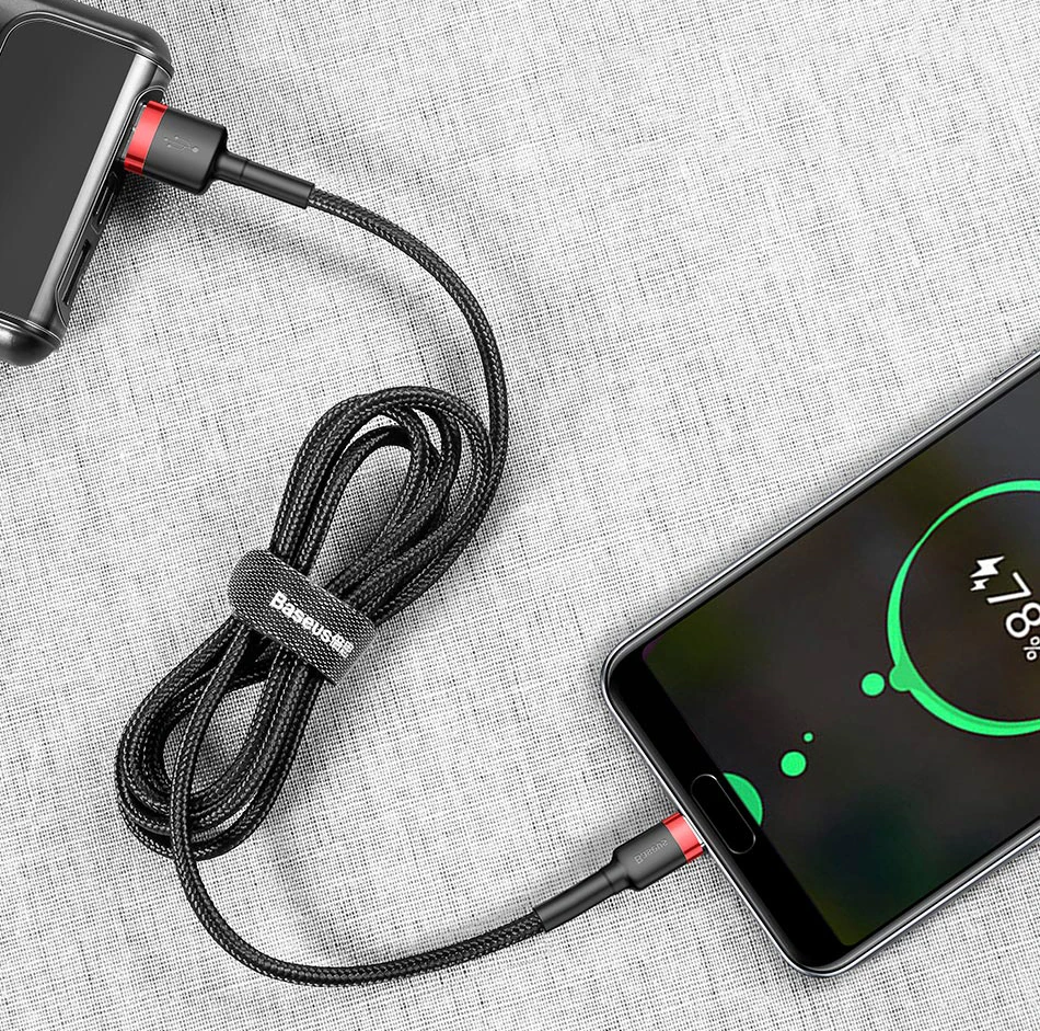 Baseus USB Type C Cable for Samsung S10 S9 Quick Charge 3.0 Cable USB C Fast Charging for Huawei P30 Xiaomi USB-C Charger Wire