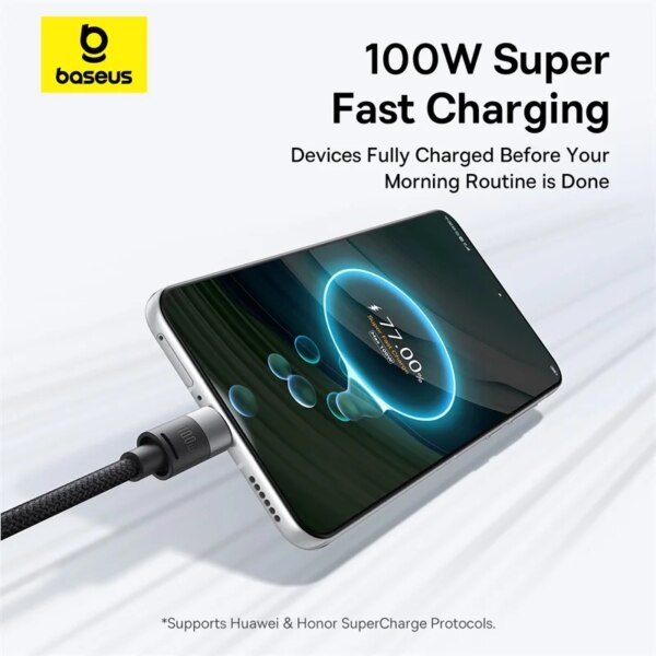 Baseus StarSpeed 100W 3-in-1 Fast Charging Cable USB-A to C+L+M for iPhone 15 Huawei - Image 6