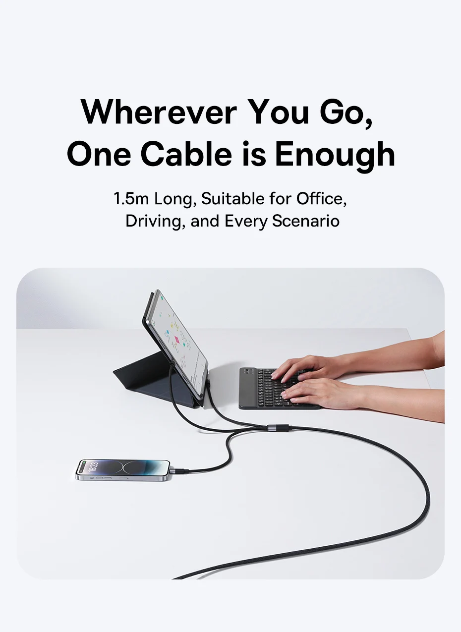 Baseus 18W USB Cable For iPhone 15 Pro Max 100W Fast Charging Cable For Huawei Honor USB Type C Data Wire For Tablets Phone