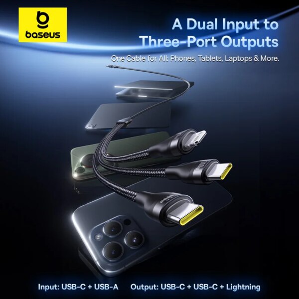 Baseus Flash Series 3-in-2 USB C Fast Charging Cable 100W for iPhone 16 15 Pro Macbook Xiaomi Huawei - Image 3