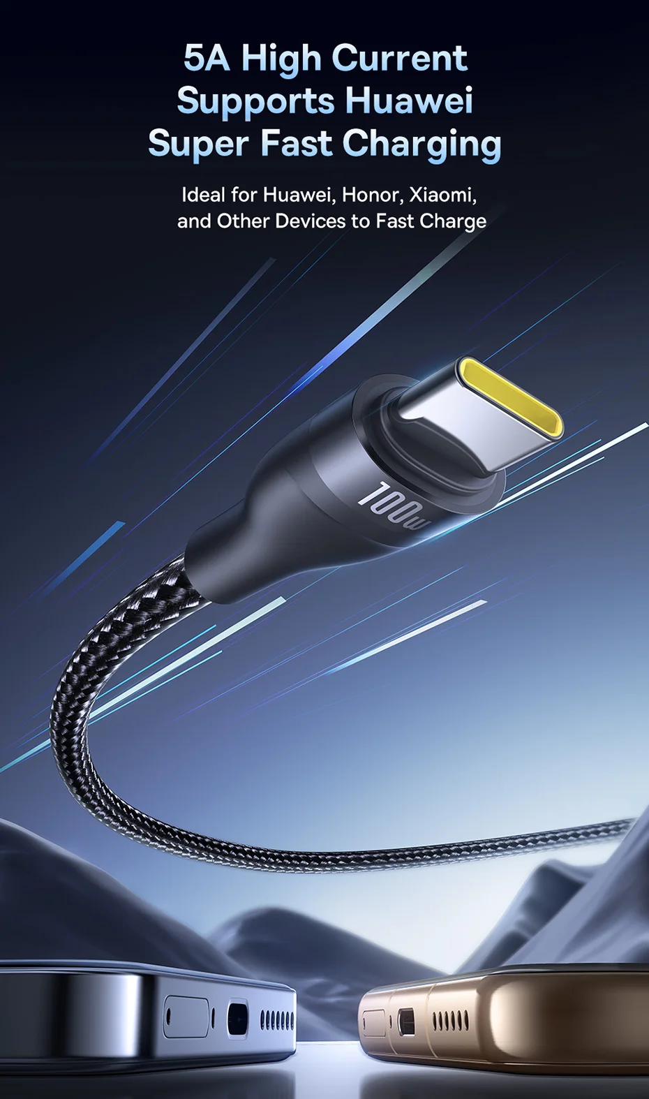 Baseus 3 in 2 USB C Cable for iphone 16 15 Pro Max 100W USB Cable Type C For Xiaomi Huawei Fast Charging Cable For Macbook