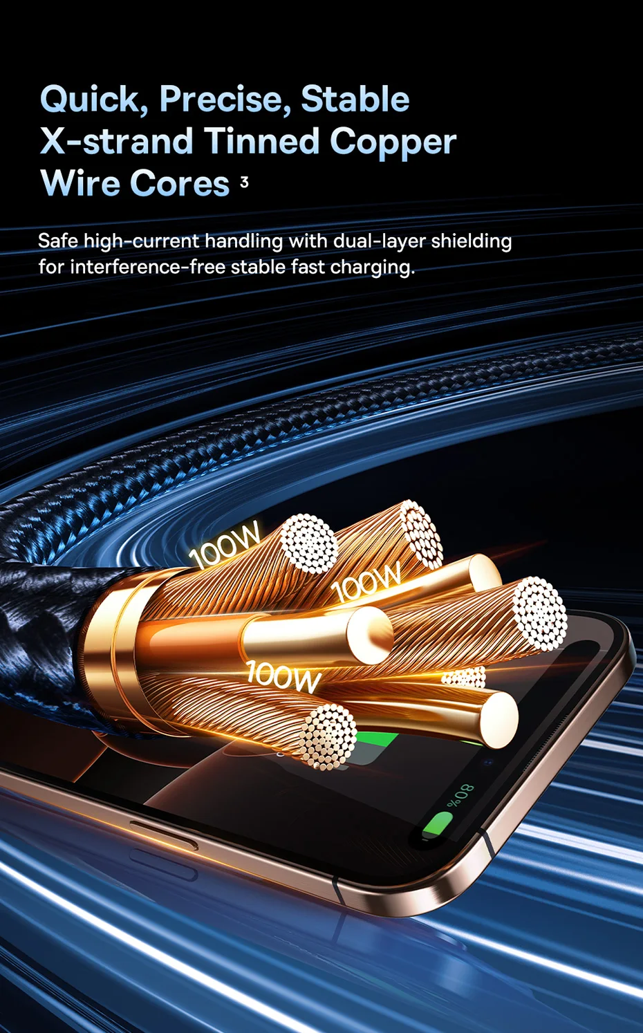Baseus 3 in 2 USB C Cable for iphone 16 15 Pro Max 100W USB Cable Type C For Xiaomi Huawei Fast Charging Cable For Macbook