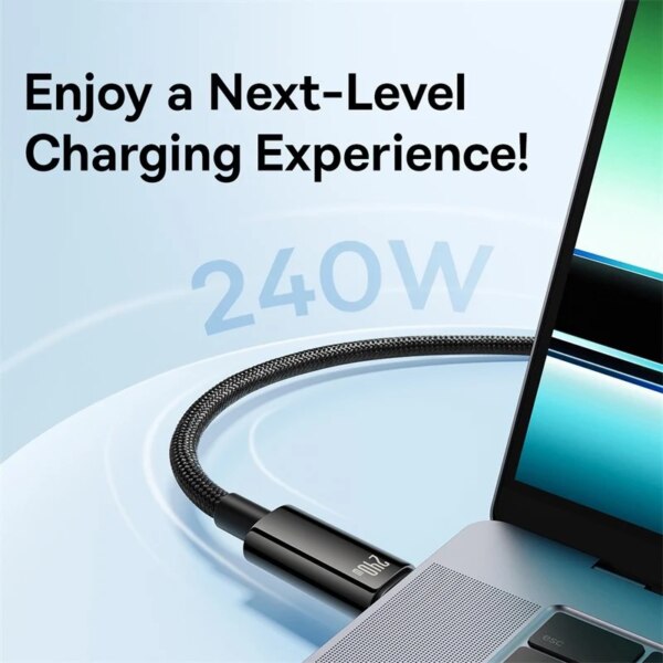 Baseus Tungsten Gold Type-C Fast Charging Cable 240W USB C to C PD3.1 - Image 6