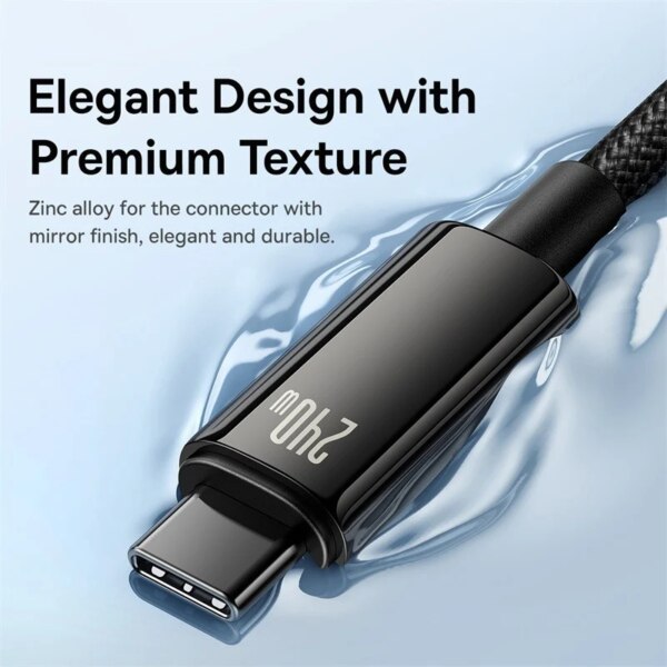 Baseus Tungsten Gold Type-C Fast Charging Cable 240W USB C to C PD3.1 - Image 3
