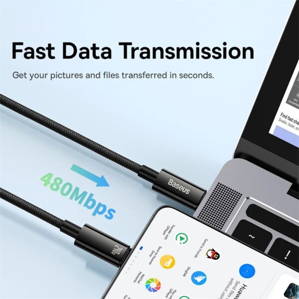 Baseus Tungsten Gold Type-C Fast Charging Cable 240W USB C to C PD3.1 - Image 4