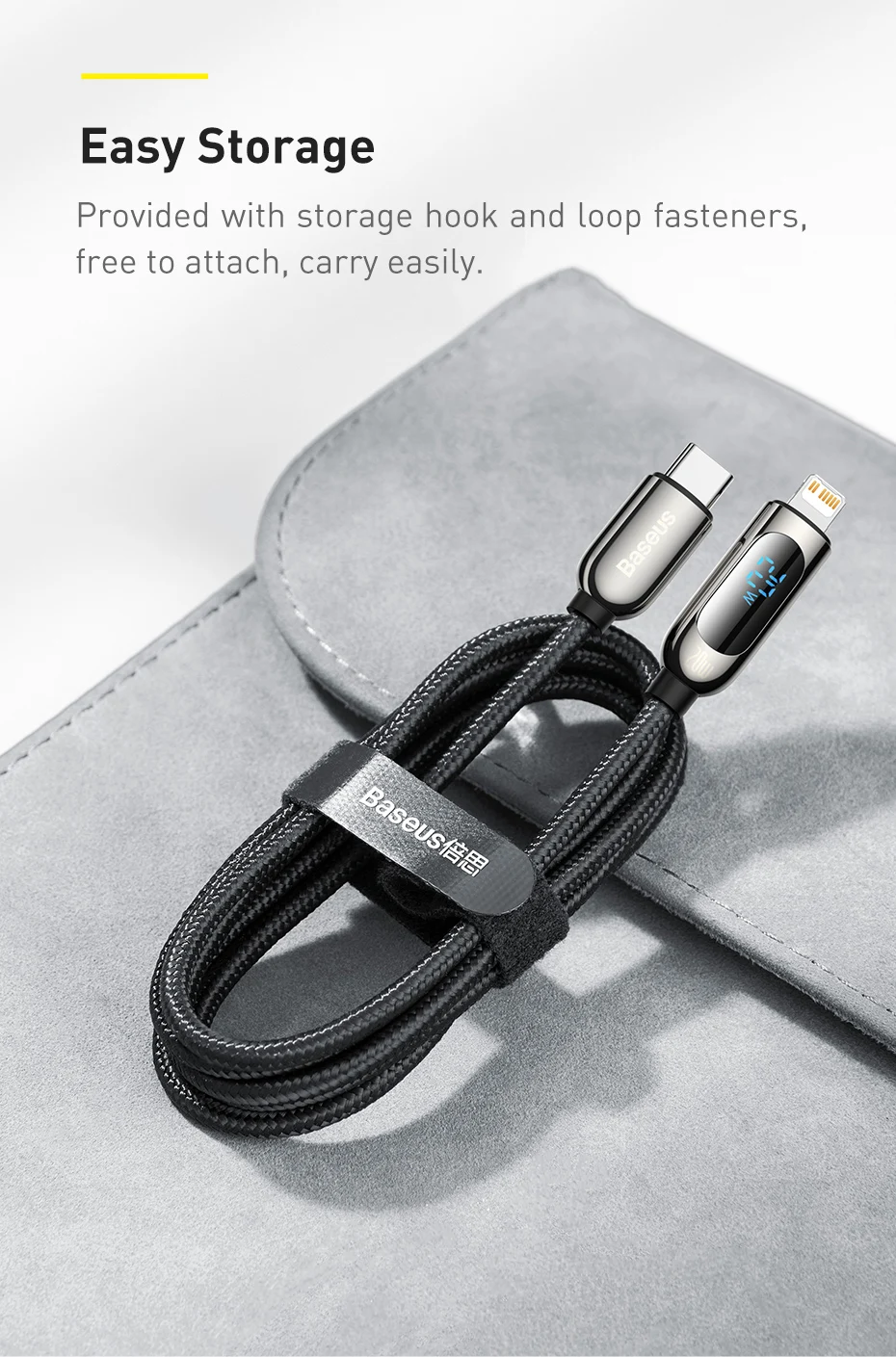 Baseus Digital Display 20W PD USB C Cable for iPhone 14 13 12 Pro Max XR Fast Charging Cable Mobile Phone Data Cord