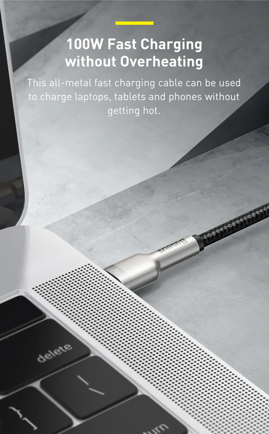 Baseus 100W USB C to USB Type C Cable for MacBook Pro QC 4.0 PD USB C Fast Charger Cable for Xiaomi Redmi For iPhone 15 Plus Pro