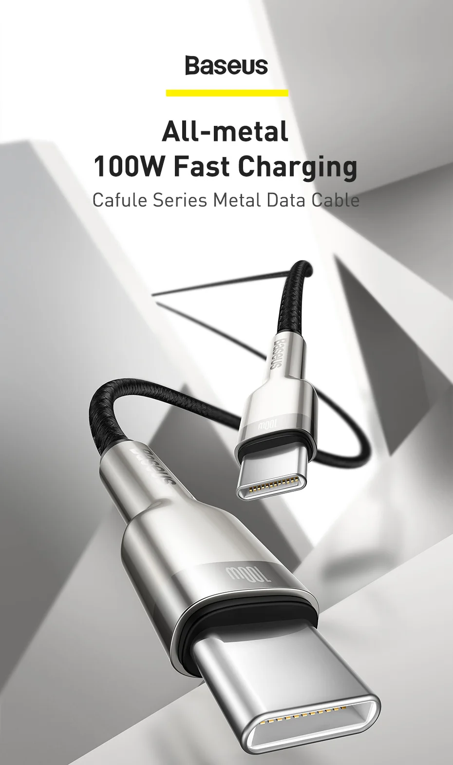 Baseus 100W USB C to USB Type C Cable for MacBook Pro QC 4.0 PD USB C Fast Charger Cable for Xiaomi Redmi For iPhone 15 Plus Pro