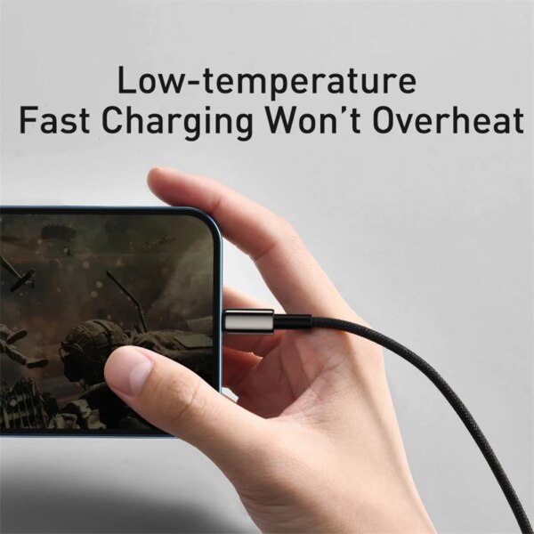 Baseus Tungsten Gold 3 in 1 Fast Charging Cable 3.5A USB to Micro Type C iPhone - Image 3