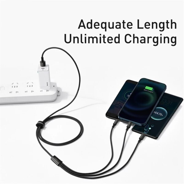 Baseus Tungsten Gold 3 in 1 Fast Charging Cable 3.5A USB to Micro Type C iPhone - Image 6